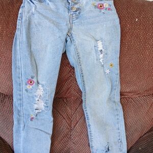Cat & Jack Light Blue Embroidered Skinny Jeans